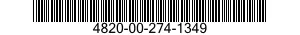 4820-00-274-1349 VALVE,SAFETY RELIEF 4820002741349 002741349