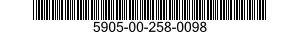 5905-00-258-0098 RESISTOR,FIXED,WIRE WOUND,INDUCTIVE 5905002580098 002580098