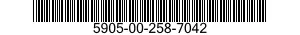 5905-00-258-7042 RESISTOR,FIXED,WIRE WOUND,INDUCTIVE 5905002587042 002587042