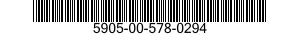 5905-00-578-0294 RESISTOR,FIXED,WIRE WOUND,NONINDUCTIVE 5905005780294 005780294