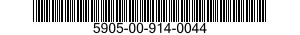 5905-00-914-0044 RESISTOR,FIXED,WIRE WOUND,NONINDUCTIVE 5905009140044 009140044