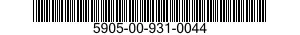 5905-00-931-0044 RESISTOR,FIXED,WIRE WOUND,NONINDUCTIVE 5905009310044 009310044