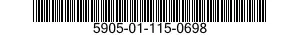 5905-01-115-0698 RESISTOR,FIXED,WIRE WOUND,NONINDUCTIVE 5905011150698 011150698