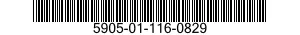 5905-01-116-0829 RESISTOR,FIXED,WIRE WOUND,NONINDUCTIVE 5905011160829 011160829
