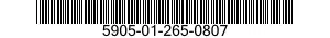 5905-01-265-0807 RESISTOR,VARIABLE,NONWIRE WOUND,NONPRECISION 5905012650807 012650807