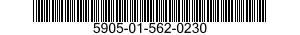 5905-01-562-0230 RESISTOR,FIXED,WIRE WOUND,NONINDUCTIVE 5905015620230 015620230