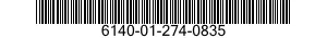 6140-01-274-0835 BATTERY ASSEMBLY 6140012740835 012740835