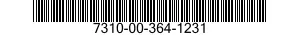 7310-00-364-1231  7310003641231 003641231