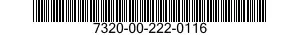 7320-00-222-0116  7320002220116 002220116