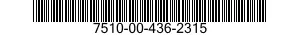 7510-00-436-2315 LAYOUT PATTERN 7510004362315 004362315