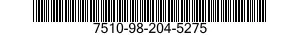 7510-98-204-5275 INSERT CARD,SET 7510982045275 982045275