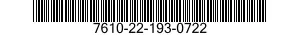 7610-22-193-0722  7610221930722 221930722