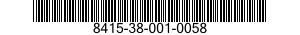 8415-38-001-0058 GLOVES,MEN'S 8415380010058 380010058