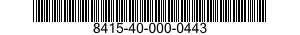 8415-40-000-0443 CLOTHING OUTFIT,NUCLEAR,BIOLOGICAL AND CHEMICAL CONTAMINANTS PROTECTIVE 8415400000443 400000443